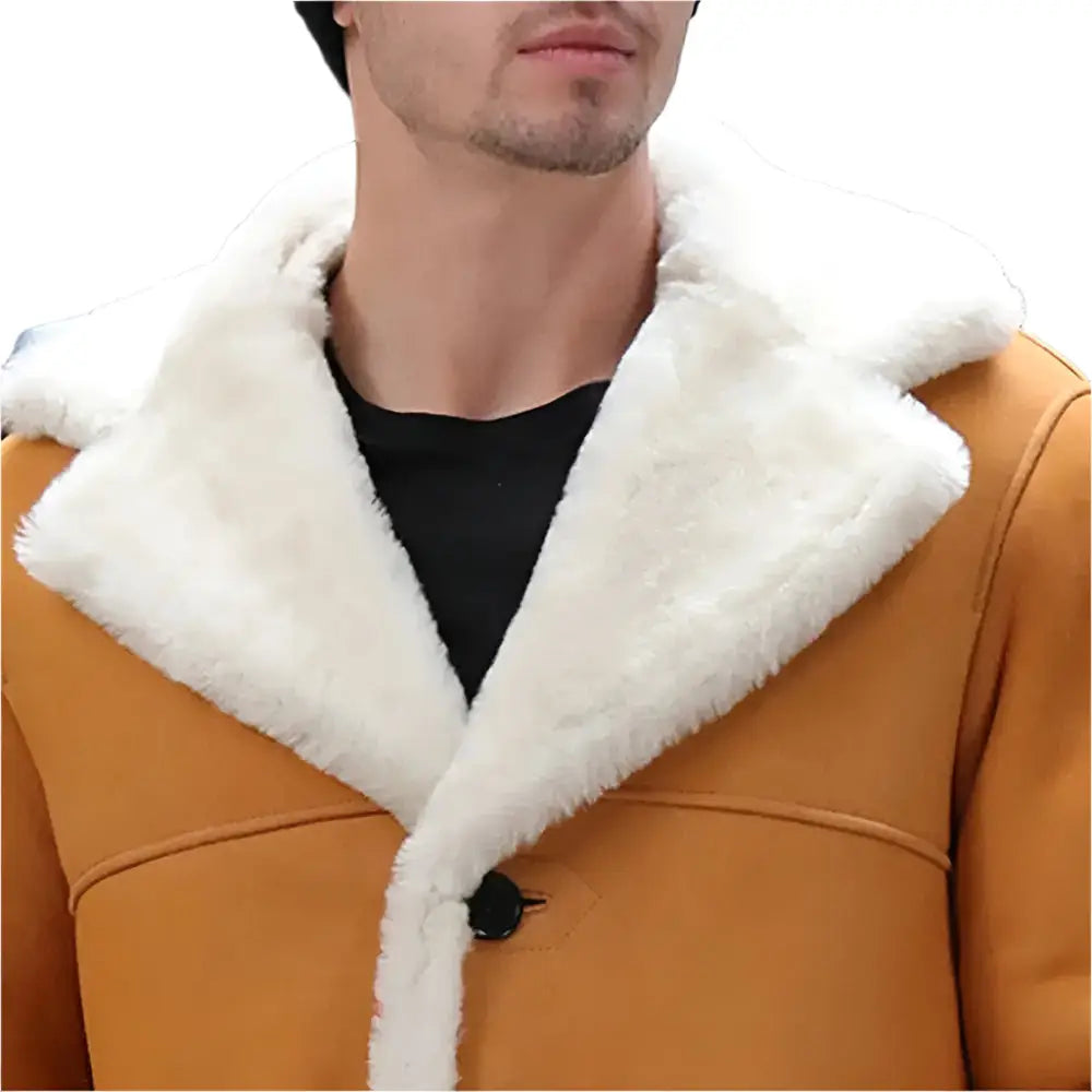 Men's Yellow Sheepskin Shearling Coat-1