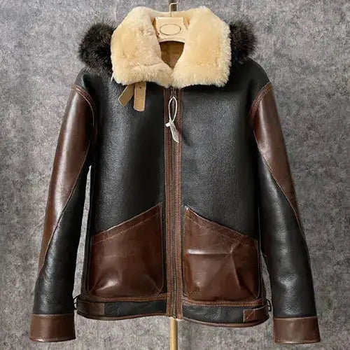 Mens Sheepskin Leather Winter Coat-0