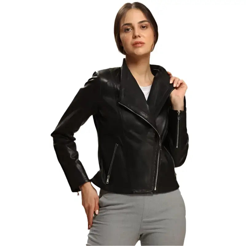 Women’s Absolute Black Lambskin Leather Jacket-0